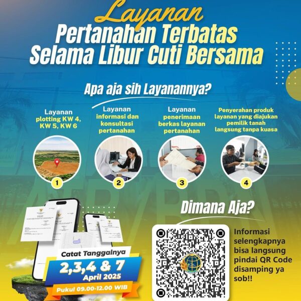 Kantor Pertanahan (Kantah) membuka layanan saat libur lebaran, loh!