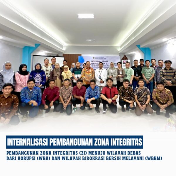 Internalisasi Pembangunan Zona integritas melalui Sharing Session Dalam rangka Pembangunan Zona Integritas (ZI) menuju Wilayah Bebas dari Korupsi (WBK) dan Wilayah Birokrasi Bersih Melayani (WBBM) di LingkunganKantor Pertanahan Kabupaten Kotawaringin Timur.
