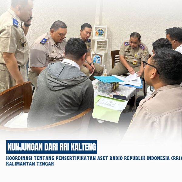 Kepala Kantor Pertanahan Kabupaten Kotawaringin Timur di dampingi Pejabat Pengawas Telah menerima Kunjungan dari Radio Republik Indonesia (RRI) untuk Koordinasi tentang pensertipikatan Aset RRI Kalteng.