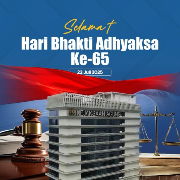 Segenap jajaran Kementerian ATR/BPN mengucapkan Selamat Memperingati Hari Bhakti Adhyaksa Kejaksaan ke-65