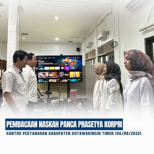 Kantor Pertanahan Kabupaten Kotawaringin Timur telah melaksanakan giat Pembacaan Naskah Pancasila yang diikuti oleh seluruh jajaran pegawai Kantor Pertanahan Kabupaten Kotawaringin Timur (05/08/2025)