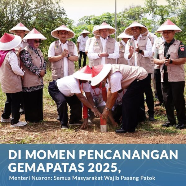 Menteri Agraria dan Tata Ruang/Kepala Badan Pertanahan Nasional (ATR/BPN), Nusron Wahid, menegaskan pentingnya peran serta masyarakat dalam menjaga batas tanah miliknya masing-masing.