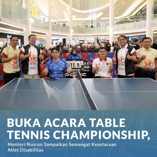 Menteri Agraria dan Tata Ruang/Kepala Badan Pertanahan Nasional (ATR/BPN), Nusron Wahid, menghadiri Table Tennis Championships yang diselenggarakan oleh National Paralympic Committee Indonesia (NPCI)
