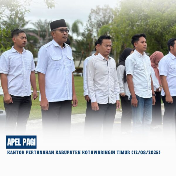 Telah dilaksanakan Apel Pagi Rutin yang dipimpin langsung oleh Bapak Mumin Haryanto, S.H selaku Kepala Kantor Pertanahan Kabupaten Kotawaringin Timur (12/08/2025)