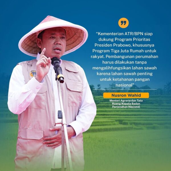 Kementerian ATR/BPN turut mendukung Program Tiga Juta Rumah yang merupakan salah satu program strategis dari Presiden Prabowo Subianto.