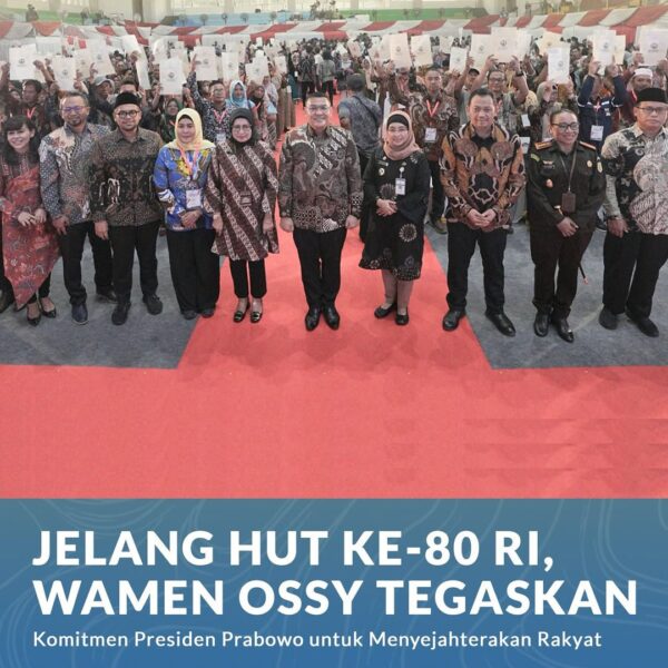 Menjelang Hari Ulang Tahun (HUT) ke-80 Republik Indonesia (RI), Wakil Menteri Agraria dan Tata Ruang/Wakil Kepala Badan Pertanahan Nasional (Wamen ATR/Waka BPN), Ossy Dermawan