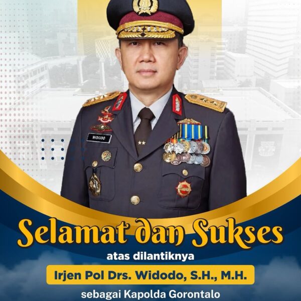 Segenap jajaran Kementerian ATR/BPN Mengucapkan Selamat dan Sukses atas dilantiknya Inspektur Jenderal Polisi Widodo sebagai Kepala Kepolisian Daerah Provinsi Gorontalo.