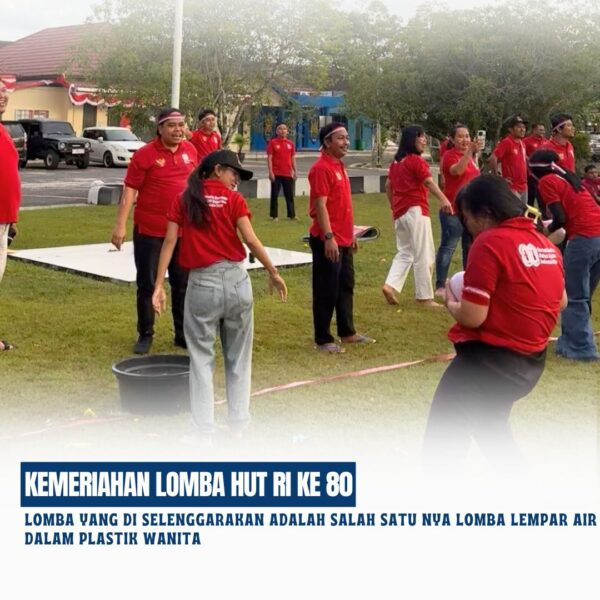Lomba yang di selenggarakan adalah Salah satu nya Lomba Lempar Air Dalam Plastik wanita. Adapun kepada para pemenang Lomba telah diserahkan hadiah sebagai bentuk apresiasi atas semangat dan partisipasi dalam memeriahkan Hari Kemerdekaan.
