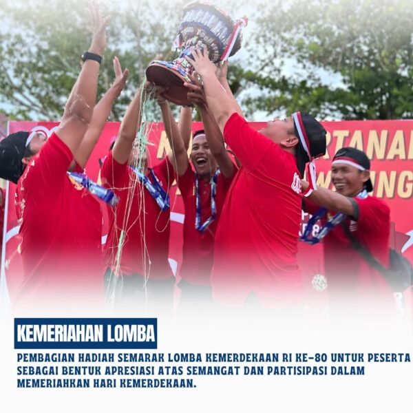 Dalam rangka Hari Ulang Tahun ke-80 Republik Indonesia, Kantor Pertanahan Kabupaten Kotawaringin Timur menyelenggarakan kegiatan semarak kemerdekaan yang berlangsung meriah di lingkungan kantor.