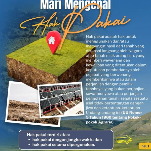 Hak Pakai adalah hak untuk menggunakan dan/atau memungut hasil dari tanah milik negara atau pihak lain dalam jangka waktu tertentu sesuai ketentuan hukum yang berlaku.