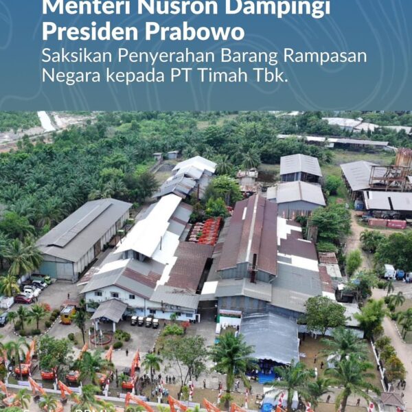 Menteri Agraria dan Tata Ruang/Kepala Badan Pertanahan Nasional (ATR/BPN), Nusron Wahid, bersama sejumlah Menteri/Kepala Lembaga Kabinet Merah Putih mendampingi Presiden Republik Indonesia, Prabowo Subianto, dalam acara penyerahan aset barang rampasan negara. Kegiatan ini berlangsung di PT Tinindo Internusa