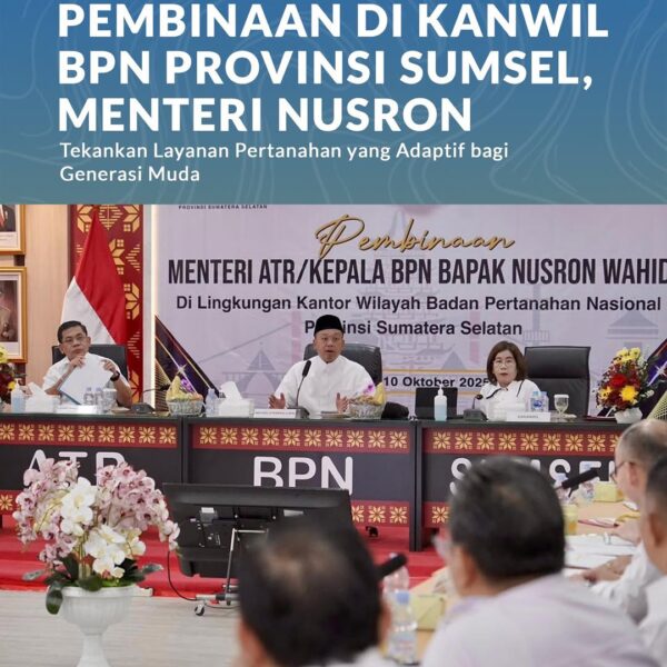 Menteri Agraria dan Tata Ruang/Kepala Badan Pertanahan Nasional (ATR/BPN), Nusron Wahid, menegaskan bahwa pelayanan pertanahan harus bertransformasi menyesuaikan perubahan karakter dan ekspektasi masyarakat, terutama generasi muda