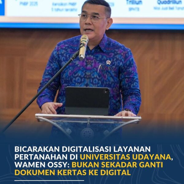 Wakil Menteri ATR/Wakil Kepala BPN, Ossy Dermawan, menjadi keynote speaker dalam Seminar Nasional yang diselenggarakan oleh Ikatan Mahasiswa Magister Kenotariatan (IMMK) Fakultas Hukum Universitas Udayana di Bali