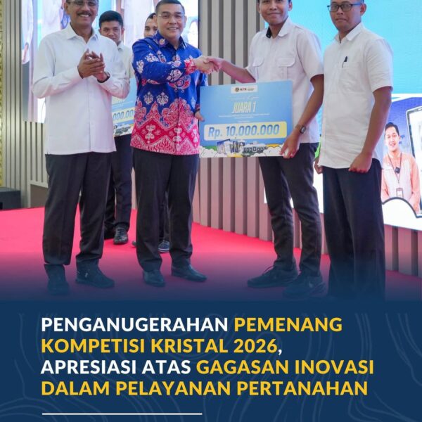Kementerian Agraria dan Tata Ruang/Badan Pertanahan Nasional (ATR/BPN) memberikan penghargaan kepada para pemenang Kompetisi Karya Inovasi Terapan yang Andal (KRISTAL) Tahun 2026