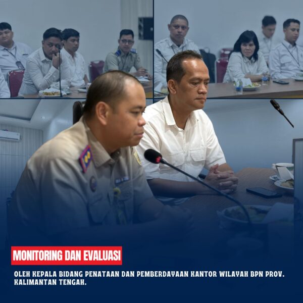 Kepala Kantor pertanahan Kabupaten Kotawaringin Timur Bapak Mumin Haryanto, S.H beserta Pejabat Pengawas telah melaksanakan Rapat Monitoring dan Evaluasi Internal oleh Kepala Bidang Penataan dan Pemberdayaan Kantor Wilayah BPN Prov. Kalimantan Tengah