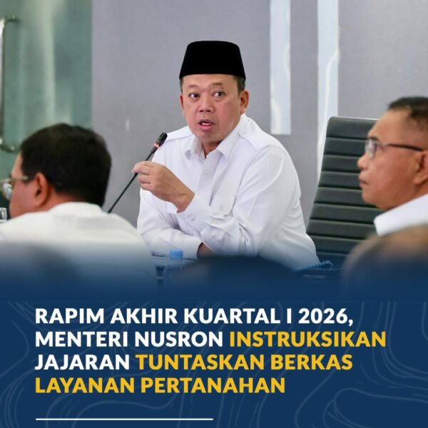 Kementerian Agraria dan Tata Ruang/Badan Pertanahan Nasional (ATR/BPN) terus melanjutkan proses penyelesaian berkas layanan pertanahan berdasarkan kurun waktu tertentu. Progres ini telah digenjot sejak kuartal IV tahun 2025.