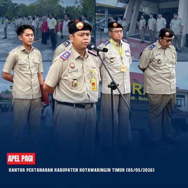 Telah dilaksanakan Apel Pagi Rutin yang dipimpin langsung oleh Bapak Mumin Haryanto, S.H selaku Kepala Kantor Pertanahan Kabupaten Kotawaringin Timur yang diikuti oleh seluruh pegawai Kantor Pertanahan Kabupaten Kotawaringin Timur dan siswa/i Magang