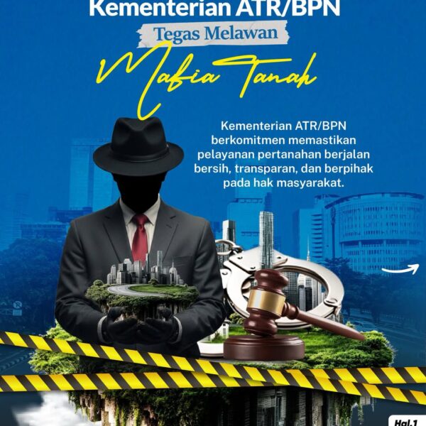 Kementerian ATR/BPN terus berkomitmen nyata dalam memberantas praktik mafia tanah sebagai upaya menjaga kepercayaan masyarakat.