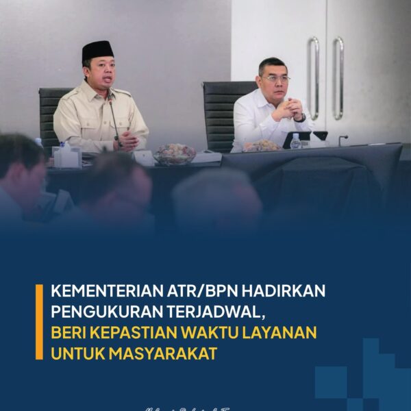 Kementerian ATR/BPN akan menerapkan sistem pengukuran terjadwal di seluruh Kantor Pertanahan (Kantah) mulai awal Agustus 2026