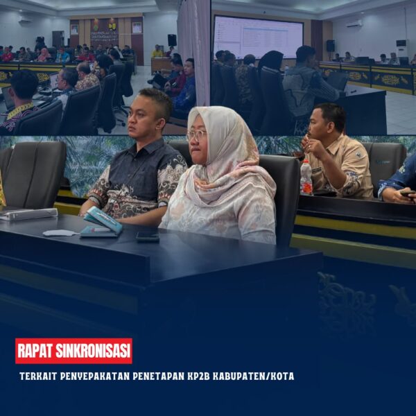 Rapat Sinkronisasi terkait Penyepakatan Penetapan KP2B Kabupaten/Kota tentang Pengintegrasian Lahan Pertanian Pangan Berkelanjutan ke dalam Rencana Tata Ruang Wilayah Kabupaten/Kota dan/atau Rencana Detail Tata Ruang Kabupaten/Kota, Pemerintah Provinsi