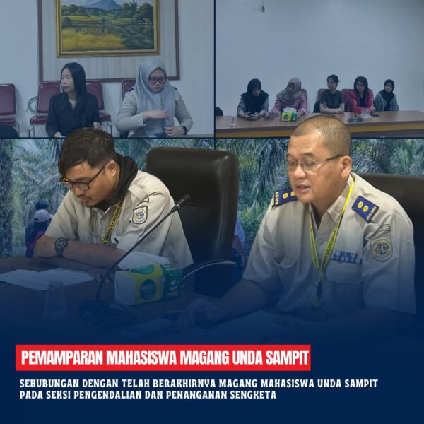 Pemamparan Mahasiswa Magang UNDA Sampit. Sehubungan dengan telah berakhirnya magang mahasiswa Unda Sampit pada Seksi Pengendalian dan Penanganan Sengketa