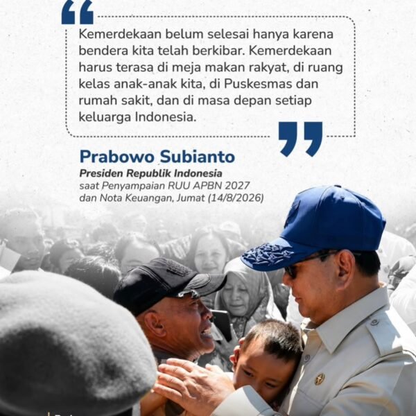 Presiden RI Prabowo Subianto menyampaikan pidato penting pada Penyampaian Rancangan Undang-Undang (RUU) Anggaran Pendapatan dan Belanja Negara (APBN) 2027 dan Nota Keuangan.