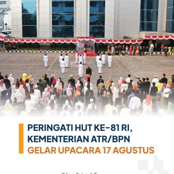 Memperingati Hari Kemerdekaan Republik Indonesia yang ke-81, Kementerian Agraria dan Tata Ruang/Badan Pertanahan Nasional (ATR/BPN) menggelar upacara bendera di lapangan Kementerian ATR/BPN