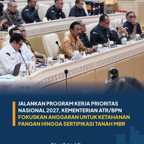 Kementerian Agraria dan Tata Ruang/Badan Pertanahan Nasional (ATR/BPN) mempersiapkan program dan anggaran Tahun Anggaran (TA) 2027